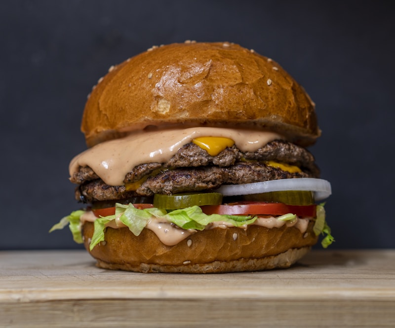 Fresh homemade hamburger with vegetables